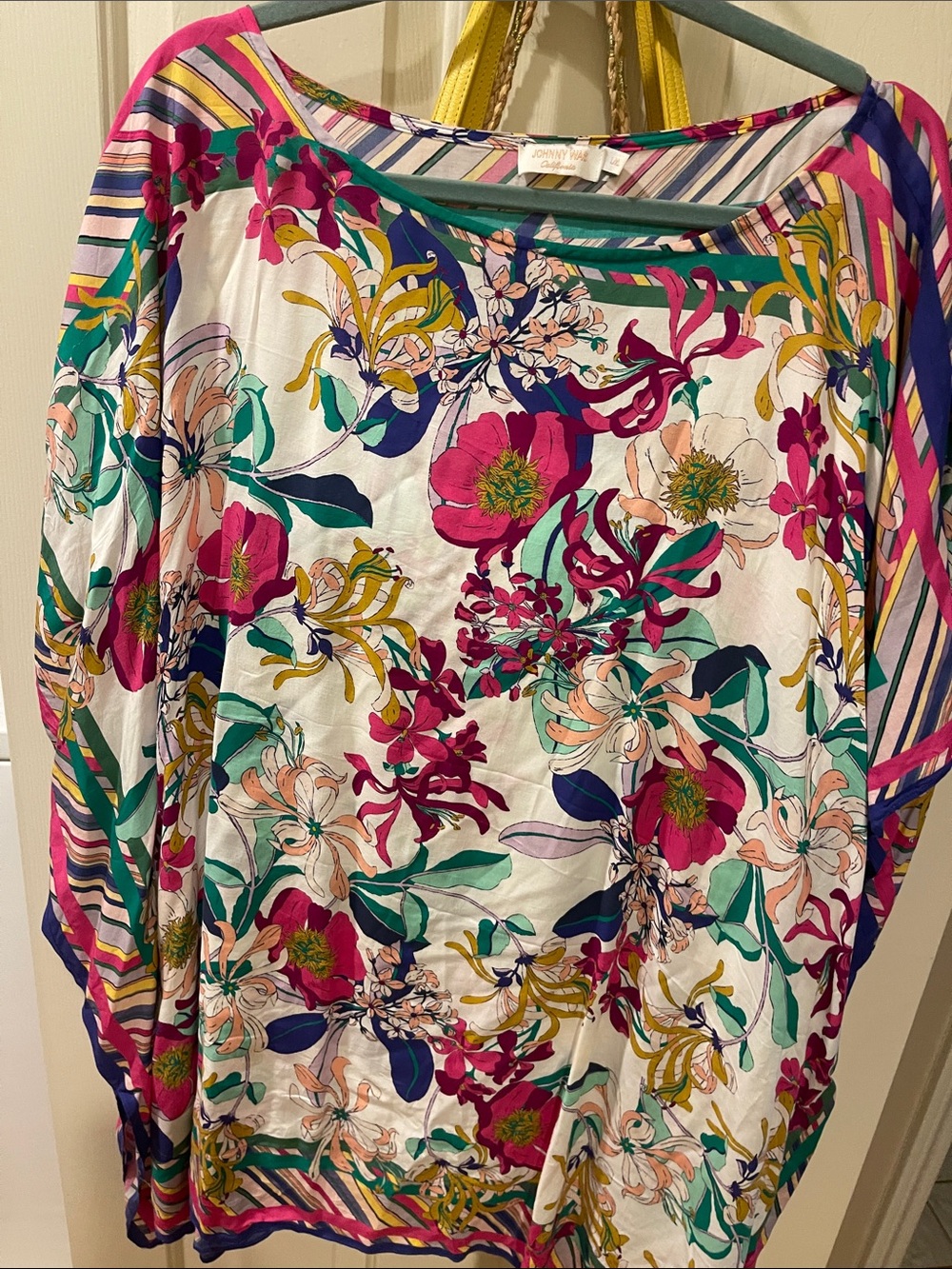 Floral Scoop Neck Women's Top   Tunic - Pink Multi